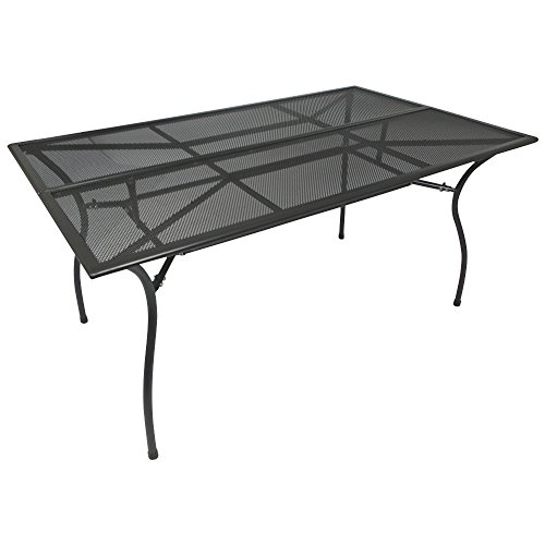 Gartentisch 150x90x73cm dunkelgrau beschichtet aus Stahl Streckmetall von FRG