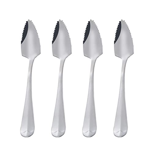 Edelstahllöffel Griff gezackter Obstlöffel mit Zahnkante für Heimküchenkratzer 4pcs SliverStainless Stahl von Freiwncr