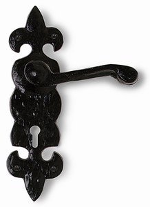 Fleur de Lys Türklinke, 195 mm x 50 mm, Antik-Schwarz von Frelan Hardware