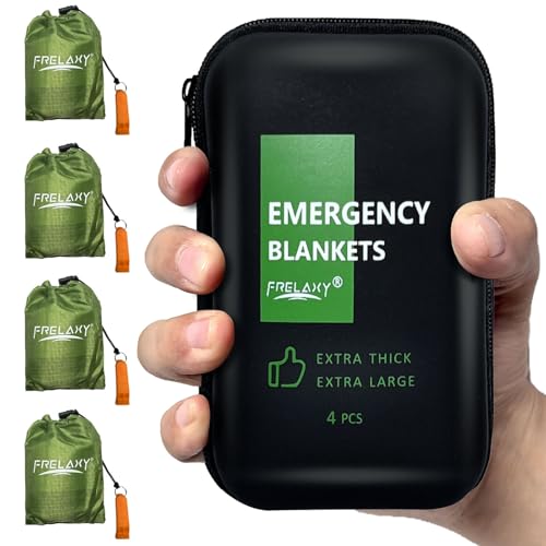 Frelaxy Notfalldecke, extra dick, extra groß, mit Pfeifen, Aufbewahrungstaschen und EVA-Etui, 210,8 x 152,4 cm, 2er-Pack/4 Stück von Frelaxy