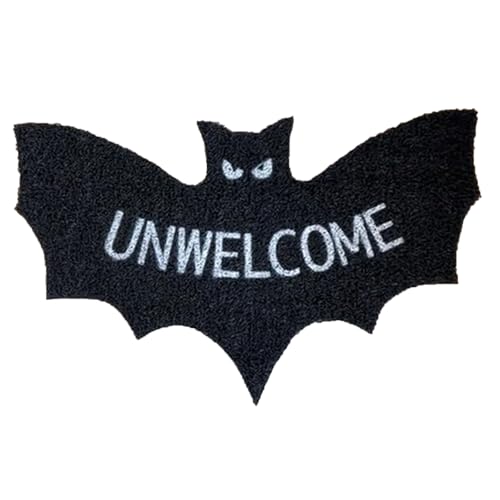 Unbekannte Fledermaus-Türmatte, unerwünschte Fledermaus-geformte Türmatte Halloween, gruselige Nicht rutschende gotische Vordertüren Matten für den Freien (60cm*90cm) von Frenaki