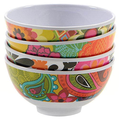 CASA BRUNO 'French Bull Design' Floral Collection Melamin Mini-Schüssel Set (4 Stück sortiert) - Ø 11,5 cm rund, für Dips, Saucen, Cracker, Nachos ... von French Bull