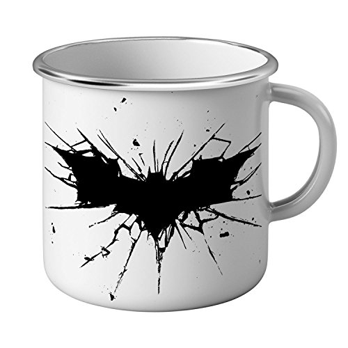French Unicorn Emaillierte Tasse, Metall, Batman, Superheld, Logo Dark Knight, Superhelden, Comic von French Unicorn