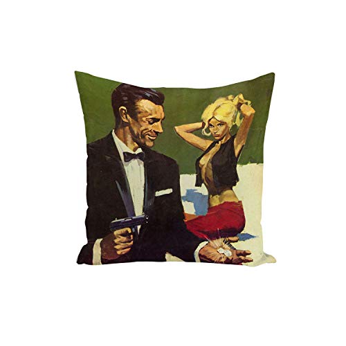 French Unicorn Geheimagent 007 Kissenbezug, Motiv: Film Sean Connery Artwork (40 x 40 cm) von French Unicorn