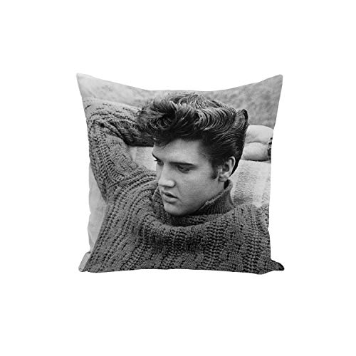 French Unicorn Kissenbezug, Motiv: berühmter Star Elvis Presley Sänger Musik Vintage 10 (40 x 40 cm) von French Unicorn