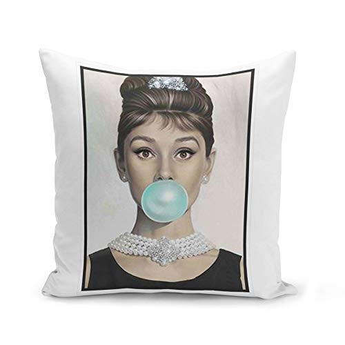 French Unicorn Kissenhülle Audrey Hepburn Blasenbildung Hollywood Star (40 x 40 cm) von French Unicorn