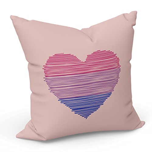French Unicorn Kissenhülle Herz Bi LGBT Flagge Pride (40 x 40 cm) von French Unicorn