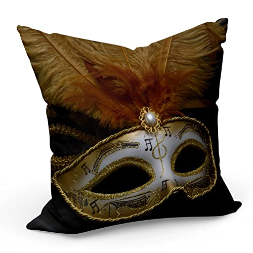 French Unicorn Kissenhülle Venedig Karneval Weiß Wölfe schwarz und gold (40 x 40 cm) von French Unicorn