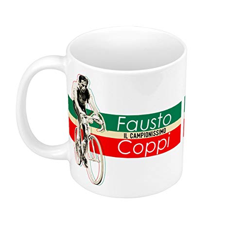 Kaffeetasse aus Keramik, 325 ml, Fausto Coppi French Retro Radsport Champion Road Tour von French Unicorn