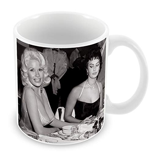 Keramik-Kaffeetasse, 325 ml, berühmte Hollywood-Sterne, Sophia Loren und Jayne Mansfield, Schauspieler, Kino, Humor Eifersucht von French Unicorn