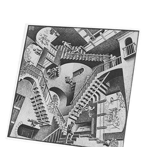 Leinwandbild Relativity Treppen Escher Zeichnung Litographie Moderne Kunst Illusion (32 cm x 30 cm) von French Unicorn