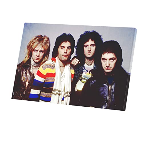 Leinwanddruck Queen Freddy Mercury Rock 80's Brian May Group Portrait (92 cm x 60 cm) von French Unicorn