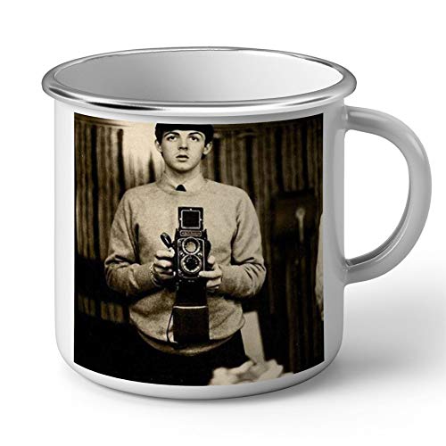 Paul McCartney Tasse, emailliert, alt, seltener Stil, Selbstporträt, Retro-Bild von French Unicorn