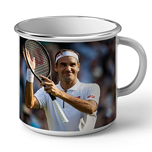 Tasse, emailliert, Metall, Roger Federer Champion, Athlete Star Tennis Champion von French Unicorn