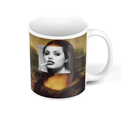 Tasse Mona Lisa Mashup Angelina Schöne Malerei Schauspielerin Humor von French Unicorn