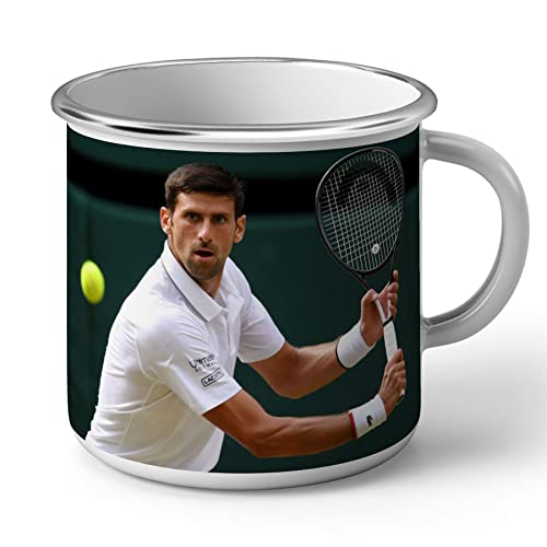 Tasse aus emailliertem Metall, Revers Novak Djokovic Athlete Star Tennis Champion von French Unicorn