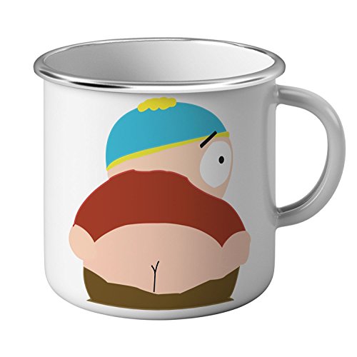 Tasse aus emailliertem Metall, humorvolle Zeichnung, Serie South Park Cartman, zeigt seinen Po von French Unicorn