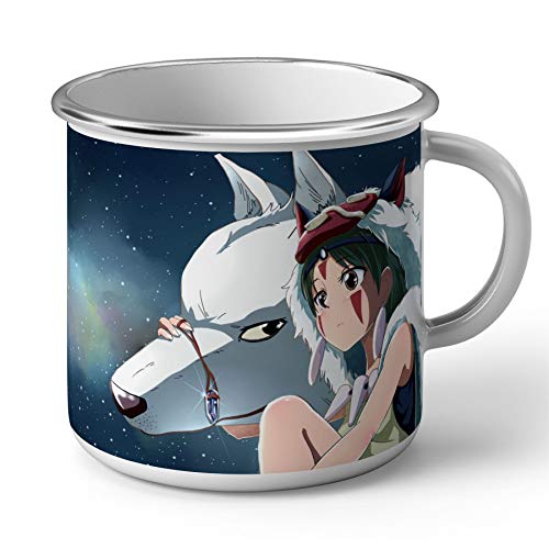 Tasse emailliert, Metall, Bild, Zeichnung San Prinzessin Mononoke Hayao H. Miyazaki Manga Anime Japan von French Unicorn