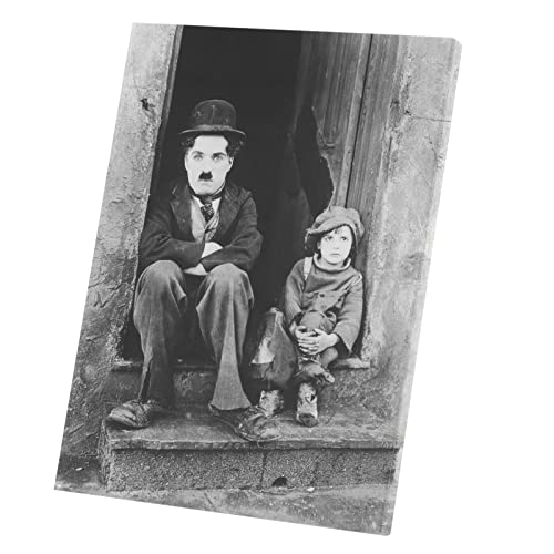 Wandbild auf Leinwand Bild von Star Promi Charlie Chaplin Schauspieler Altes Kino Original 1 (60 cm x 82 cm) von French Unicorn