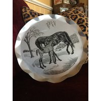 Country Reiter Pferd Vintage Aluminium Tablett von FrenchCountryGirl