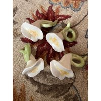 Vintage Country Cottage Chic Handbemalt Calla Lilly Serviettenring Set von FrenchCountryGirl