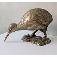Messing Kiwi Figur, Vintage Bronze Strandläufer Vogel Statuette von FrenchFindsGallery