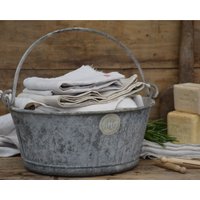 Hängender Zink-Pflanzer Im Freien Idee - Galvanisiertes Becken Mit Griff Vorderseitendekor von FrenchTouchBoutique
