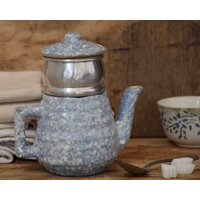 Vintage Kleine Keramik Kaffeekanne, Blau Verwendbare Tropfkaffeemaschine, Teekanne, Geschenk Für Männer, Kaffee - Und Teeliebhaber, 6.300 Höhe von FrenchTouchBoutique