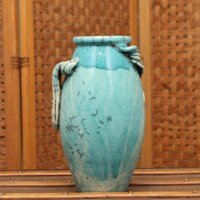 Blaue Keramik Vase Türkis Amphore Blau Wohnkultur Dekorative Blumenvase Lila Muttertagsgeschenk Elegante Blauer Akzent von FrenchVintageAntik