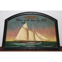 Holzschild Schild Schiffsschild Queen Cup America Race Sammlerstücke Schiff Wanddekor Malerei Geschenk Boot Hängen Holz von FrenchVintageAntik