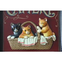 Katze Wanddekor Cattery Crazy Katzendame Geschenk Ginger Schwarze 3D Dekor Relieffiguren Kinder Katzen Wandkunst Süße von FrenchVintageAntik