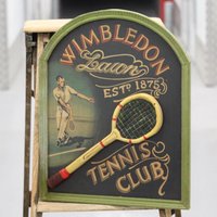 Wimbledon Tennis Wand Kunst Schild Geschenk Dekor Tennisschläger Lawn Pub Bar von FrenchVintageAntik