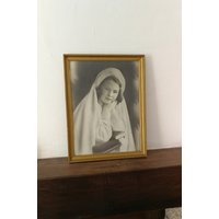 Jahrgang Französisch Religiöse Heilige Kommunion Portrait Rahmen 1944 Jungfrau Maria Jesus Symbol Christian Catholic Erinnerungsstücke von FrenchVintageGoodies