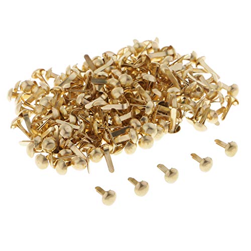 freneci 100Pcs Metall Rundkopf Musterbeutelklammern Bastelklammern Mini Brads Scrapbooking - golden, 4,5 x 8 mm von Freneci