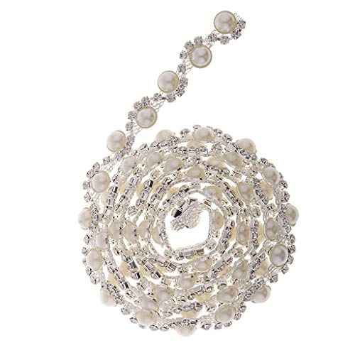freneci 1m Borte Strassborte Strasskette Schmuckborte Perlenborte Perlenband Perlenkette für Hochzeitsfeier, Brautkleid von Freneci