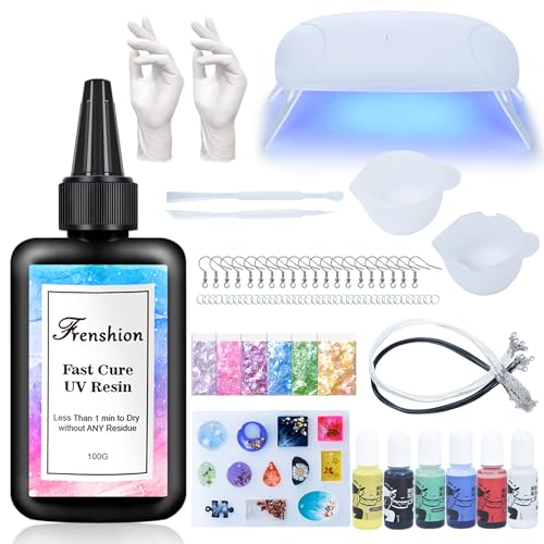 UV Lampe+100G Schnelle Heilung UV Harz Hohe Transparenz Klare harte ultraviolette Härtung UV Harz+ Farbpigment Paillette +Werkzeug +Handschuh UV Harz Starter Kit für Schmuck Herstellung UV Lampe+100G Schnelle Heilung UV Harz Hohe Transparenz Klare harte ultraviolette Härtung UV Harz+ Farbpigment Paillette +Werkzeug +Handschuh UV Harz Starter Kit für Schmuck Herstellung von Frenshion