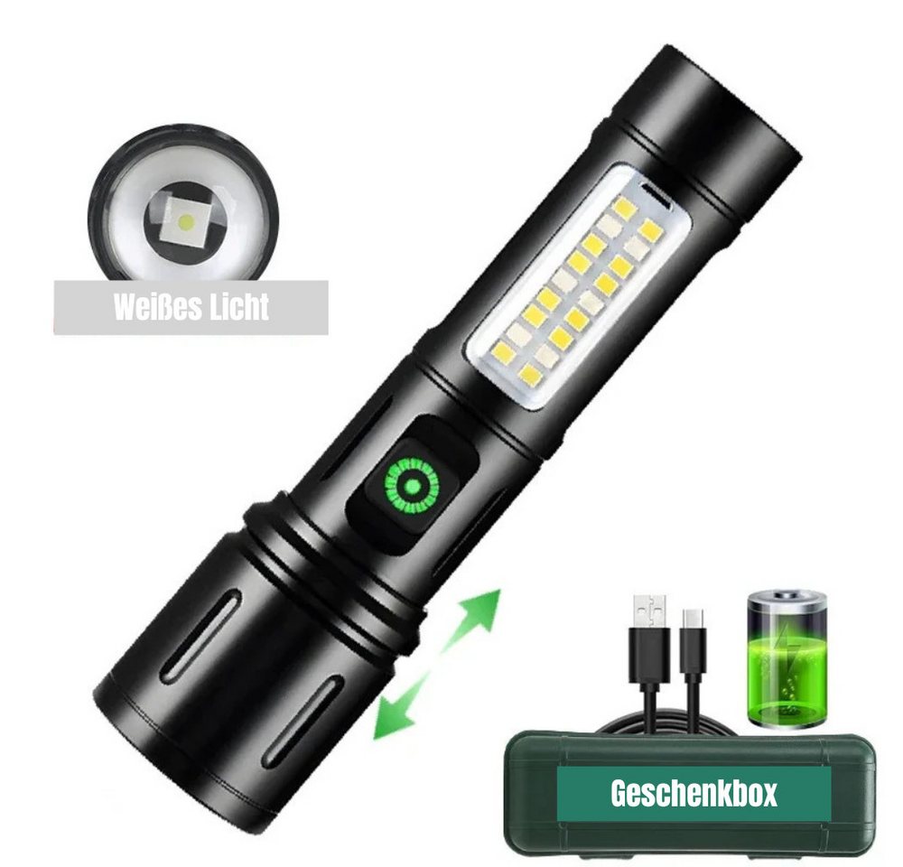 Frentree LED Taschenlampe sehr hell, Aufladbar, Stroboskop, inklusive rotem Licht, starkes Licht und gute Akkulaufzeit von Frentree