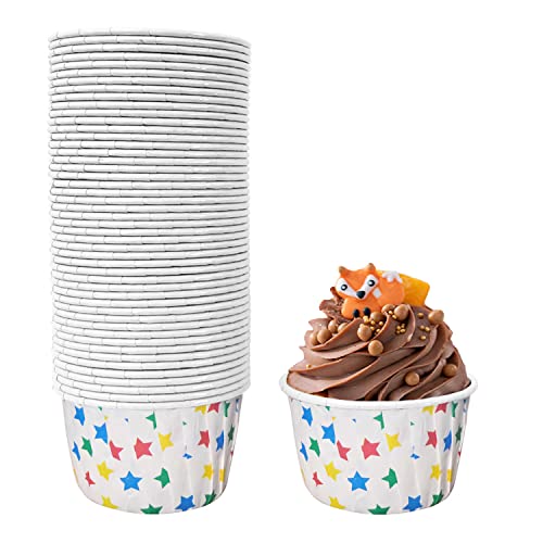 Frepea 50 Stücke Cupcake Formen Papier Muffinförmchen Papier Antihaftbeschichtet Einweg-Backbecher für Halloween Geburtstage Hochzeiten Partys (Buntes Pentagramm) von Frepea