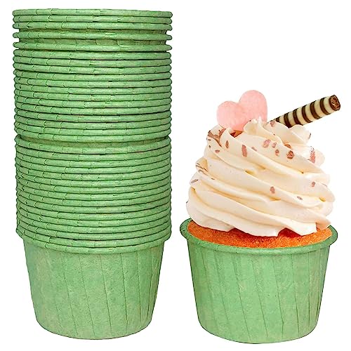 Frepea 50 Stücke Cupcake Formen Papier Muffinförmchen Papier Antihaftbeschichtet Einweg-Backbecher für Halloween Geburtstage Hochzeiten Partys (Grün) von Frepea