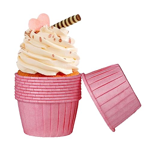 Frepea 50 Stücke Cupcake Formen Papier Muffinförmchen Papier Antihaftbeschichtet Einweg-Backbecher für Halloween Geburtstage Hochzeiten Partys (Rosa) von Frepea