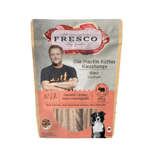 Fresco Martin Rütter Kaustange Rind & Lachsöl | 150 g | Ergänzungsfuttermittelsnack für Hunde | Zur Unterstützung des Kautriebs & der Zahnpflege | Wertvolle Omega-3-Fettsäuren von Fresco Dog