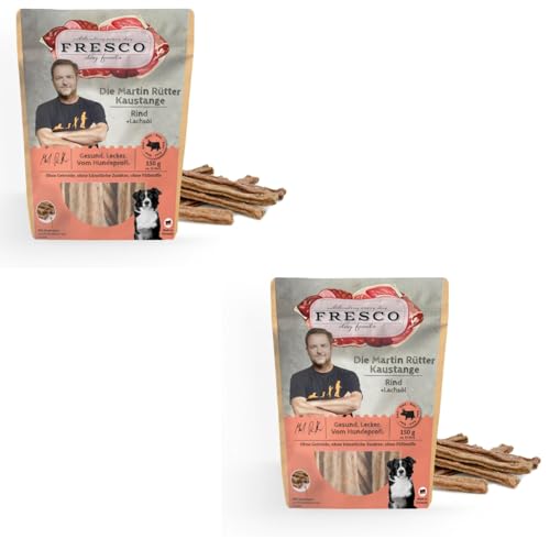 Fresco Martin Rütter Kaustange Rind & Lachsöl | Doppelpack | 2 x 150 g | Ergänzungsfuttermittelsnack für Hunde | Zur Unterstützung des Kautriebs & der Zahnpflege | Mit Omega-3 von Fresco Dog