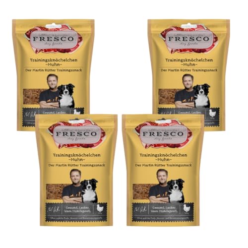Fresco Trainingsknöchelchen Huhn | 4er Pack | 4 x 150 g | Ergänzungsfuttermittel für Hunde | Zum Training oder als Belohnung zwischen den Mahlzeiten | Ohne künstliche Zusätze von Fresco Dog