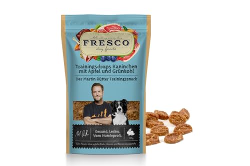 Fresco Martin Rütter Trainingsdrops Kaninchen, Apfel & Grünkohl | 150 g | Ergänzungsfuttermittel für Hunde | Natürlicher Snack aus frischem Kaninchenfleisch | Wiederverschließbar von Fresco Dog