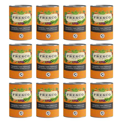 Fresco Complete-Menü Vegetarisch mit Kartoffeln, Karotten & Kürbis | 12er Pack | 12 x 400 g | Ergänzung zu überwiegend fleischhaltiger Ernährung | Kalium, Calcium, Eisen & Vitamin A von Fresco