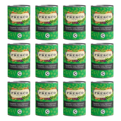 Fresco Complete-Menü Vegetarisch mit Zucchini, Brokkoli & Spinat | 12er Pack | 12 x 400 g | Ergänzung zu überwiegend fleischhaltiger Ernährung | Kalium, Calcium, Eisen & Vitamin A von Fresco