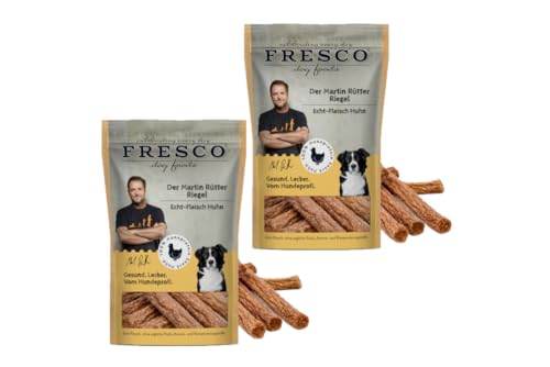 Fresco - Der Martin Rütter Riegel | aus reinem Hähnchenfleisch 2X 100g | Der Echt-Fleisch Monoproteinsnack | getreidefrei, gesund und natürlich von Fresco