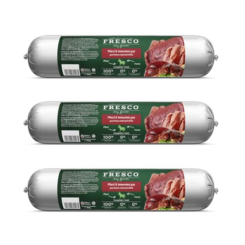 Fresco Dog die Barf Wurst Pferd Pur | 3er Pack | 3 x 400 g | Alleinfuttermittel für Hunde | Kann dabei helfen Hunde optimal zu versorgen | Nur Pferd als alleinige Proteinquelle von Fresco Dog
