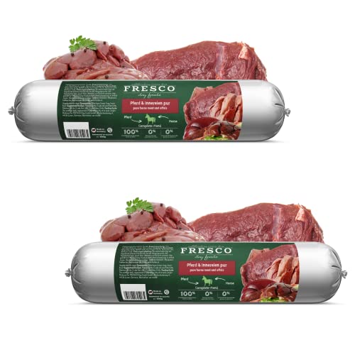 Fresco Dog die Barf Wurst Pferd Pur | Doppelpack | 2 x 400g | Futtermittel für Hunde | Kann dabei helfen Hunde optimal zu versorgen | Pferd Pur von Fresco