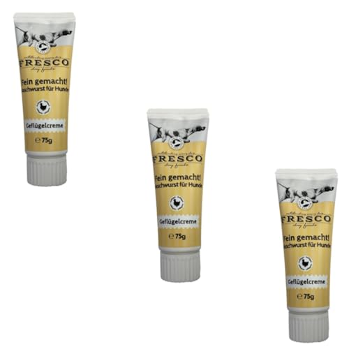 Fresco Fein Gemacht! Geflügelcreme | 3er Pack | 3 x 75 g | Naschwurst für Hunde | Kann unterstützend Sein für den empfindlichen Hundemagen | Kann eine optimale Ergänzung Sein von Fresco